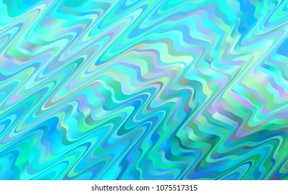 Light Blue, Green vector background with bent lines. Creative illustration in halftone marble style with gradient. A completely new marble design for your business.