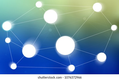 Light Blue, Green vector background with bubbles, lines. Glitter abstract illustration with connection of triangle structure. Completely new template for your brand book.