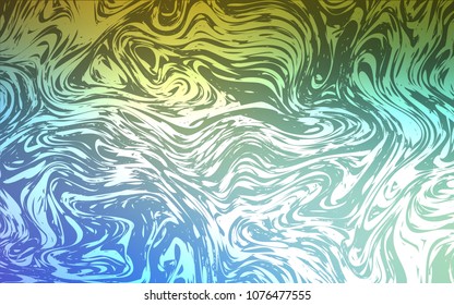 Light Blue, Green vector background with bent ribbons. Blurred geometric sample with gradient bubbles.  The best blurred design for your business.