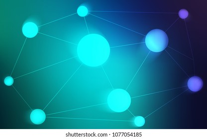 Light Blue, Green vector background with dots and lines. Illustration with set of colorful abstract circles and lines. Pattern can be used as texture of wallpapers.