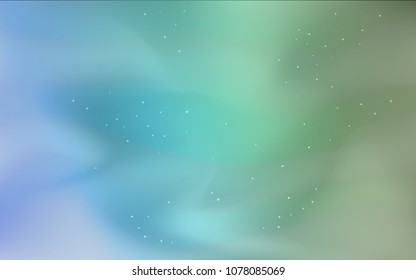 Light Blue, Green vector background with galaxy stars. Shining illustration with sky stars on abstract template. Pattern for astrology websites.