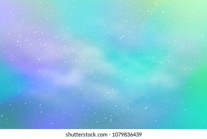 Light Blue, Green vector background with galaxy stars. Blurred decorative design in simple style with galaxy stars. Smart design for your business advert.