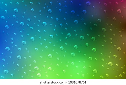 Light Blue, Green vector background with bubbles. Abstract illustration with colored bubbles in nature style. The pattern can be used for ads, leaflets of liquid.