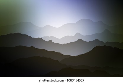 Light Blue, Green vector background with lamp shapes. Shining crooked illustration in mountain style. The best blurred design for your business.