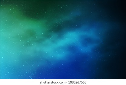 Light Blue, Green vector background with galaxy stars. Blurred decorative design in simple style with galaxy stars. Template for cosmic backgrounds.
