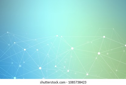 Light Blue, Green vector background with bubbles, lines. Decorative design in abstract style with triangle structure. Pattern can be used as texture of wallpapers.
