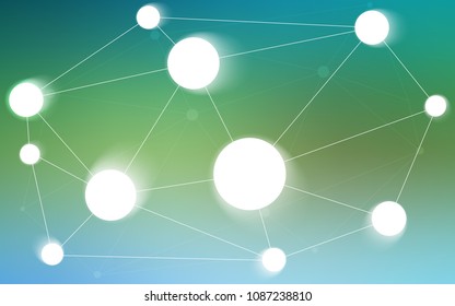 Light Blue, Green vector background with bubbles, lines. Abstract illustration with colorful discs and triangles. Pattern can be used for ads, leaflets.
