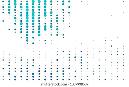 Light Blue, Green vector  background with dots. Blurred decorative design in abstract style with bubbles. The pattern can be used for ads, leaflets of liquid.