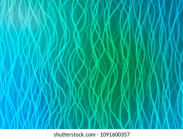 Light Blue, Green vector background with bent ribbons. Creative illustration in halftone marble style with gradient. Brand new design for your ads, poster, banner.