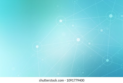 Light Blue, Green vector background with bubbles, lines. Colorful illustration with circles and lines in futuristic style. Pattern can be used for ads, leaflets.