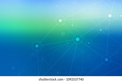 Light Blue, Green vector background with bubbles, lines. Design with connection of dots and lines on colorful background. Beautiful design for your business advert.