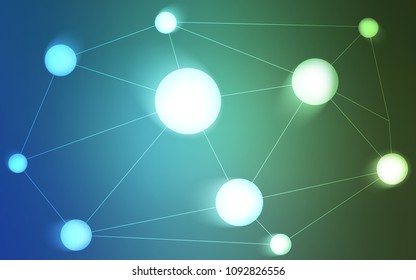 Light Blue, Green vector background with dots and lines. Colorful illustration with circles and lines in futuristic style. Pattern can be used for beautiful websites.