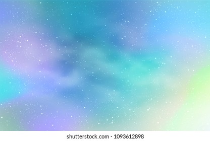 Light Blue, Green vector background with galaxy stars. Space stars on blurred abstract background with gradient. Pattern for astronomy websites.