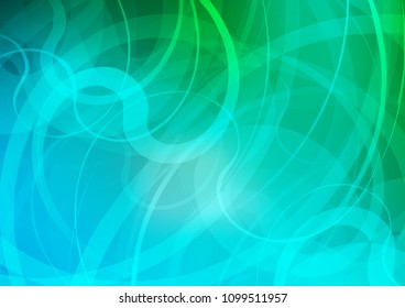 Light Blue, Green vector background with curved circles. Geometric illustration in marble style with gradient.  Textured wave pattern for backgrounds.