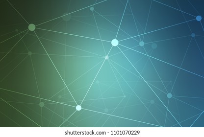 Light Blue, Green vector background with bubbles, lines. Glitter abstract illustration with connection of triangle structure. Pattern can be used for ads, leaflets.