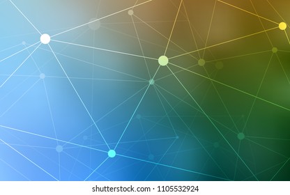 Light Blue, Green vector background with dots and lines. Colorful illustration with circles and lines in futuristic style. Beautiful design for your business advert.