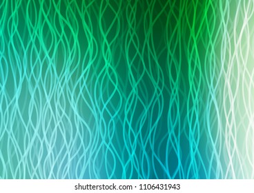 Light Blue, Green vector background with curved circles. Glitter abstract illustration with wry lines. The template for cell phone backgrounds.