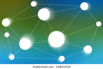 Light Blue, Green vector background with bubbles, lines. Design with connection of dots and lines on colorful background. Pattern can be used for ads, leaflets.