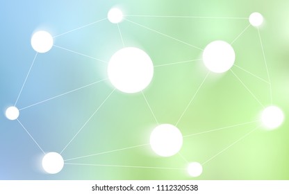 Light Blue, Green vector background with bubbles, lines. Glitter abstract illustration with connection of triangle structure. Pattern can be used for ads, leaflets.