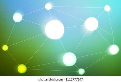 Light Blue, Green vector background with dots and lines. Design with connection of dots and lines on colorful background. Pattern can be used for ads, leaflets.