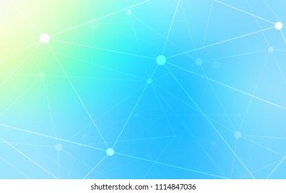 Light Blue, Green vector background with dots and lines. Decorative design in abstract style with triangle structure. Pattern can be used for ads, leaflets.