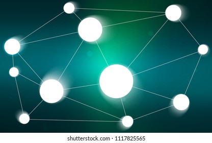 Light Blue, Green vector background with dots and lines. Decorative design in abstract style with triangle structure. Pattern can be used for ads, leaflets.