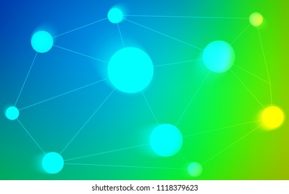 Light Blue, Green vector background with dots and lines. Decorative design in abstract style with triangle structure. New design for ad, poster, banner of your website.