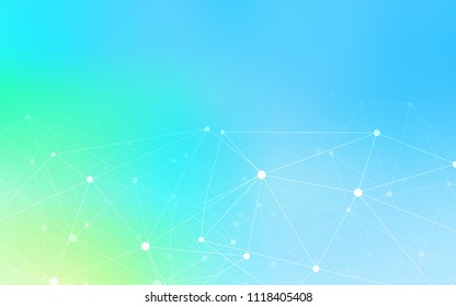 Light Blue, Green vector background with bubbles, lines. Colorful illustration with circles and lines in futuristic style. Pattern can be used for ads, leaflets.