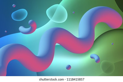Light Blue, Green vector background with bent lines. A sample with blurred bubble shapes. Brand-new design for your ads, poster, banner.