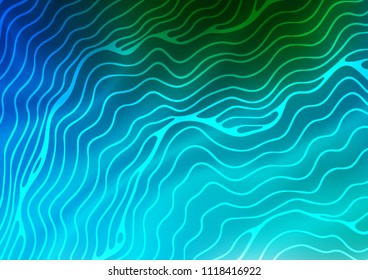 Light Blue, Green vector background with bent ribbons. Geometric illustration in marble style with gradient.  Marble design for your web site.