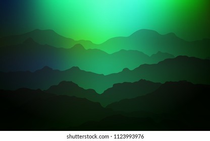 Light Blue, Green vector background with liquid shapes. A completely new color illustration in mountain style. Mountain style for your business design.