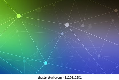 Light Blue, Green vector background with dots and lines. Design with connection of dots and lines on colorful background. New design for ad, poster, banner of your website.