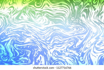 Light Blue, Green vector background with bent ribbons. Geometric illustration in marble style with gradient.  Textured wave pattern for backgrounds.