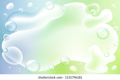 Light Blue, Green vector background with liquid shapes. Geometric illustration in memphis style with gradient.  The elegant pattern for brand book.