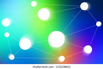 Light Blue, Green vector background with dots and lines. Abstract illustration with colorful discs and triangles. Beautiful design for your business advert.