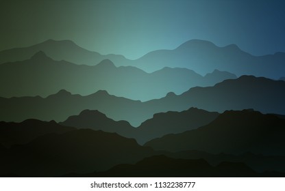 Light Blue, Green vector background with lamp shapes. Colorful illustration in abstract mountain style with gradient. Textured wave pattern for backgrounds.