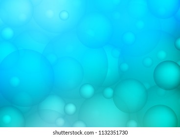 Light Blue, Green vector background with dots. Blurred bubbles on abstract background with colorful gradient. Pattern can be used as texture of water, rain drops.