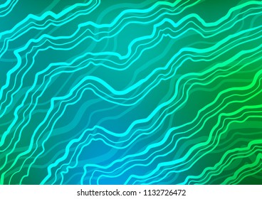 Light Blue, Green vector background with bent lines. Shining crooked illustration in marble style. Textured wave pattern for backgrounds.