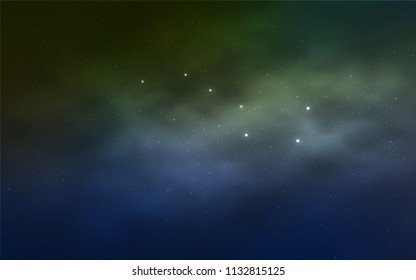 Light Blue, Green vector background with galaxy stars. Glitter abstract illustration with colorful cosmic stars. Smart design for your business advert.