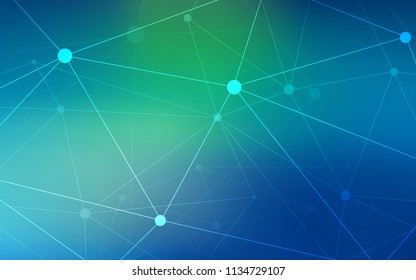 Light Blue, Green vector background with dots and lines. Colorful illustration with circles and lines in futuristic style. Beautiful design for your business advert.