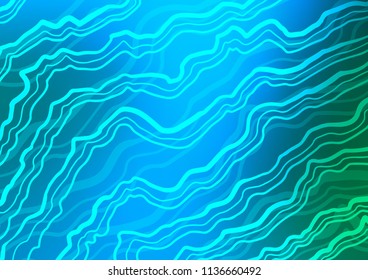 Light Blue, Green vector background with bent ribbons. Blurred geometric sample with gradient bubbles.  New composition for your brand book.
