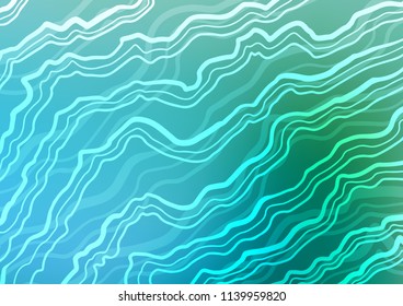 Light Blue, Green vector background with bent lines. A completely new color illustration in marble style. The elegant pattern for brand book.