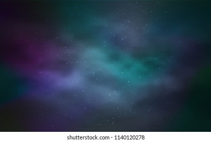 Light Blue, Green vector background with galaxy stars. Shining illustration with sky stars on abstract template. Pattern for astrology websites.