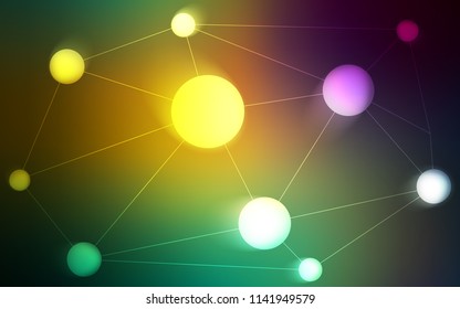 Light Blue, Green vector background with dots and lines. Illustration with set of colorful abstract circles and lines. New design for ad, poster, banner of your website.