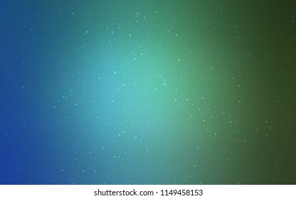 Light Blue, Green vector background with galaxy stars. Glitter abstract illustration with colorful cosmic stars. Smart design for your business advert.