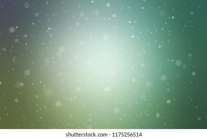 Light Blue, Green vector background with xmas snowflakes. Glitter abstract illustration with crystals of ice. New year design for your ad, poster, banner.
