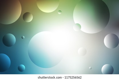 Light Blue, Green vector background with bubbles. Modern abstract illustration with colorful water drops. Pattern can be used for beautiful websites.
