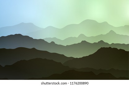Light Blue, Green vector background with curved circles. A sample with blurred bubble shapes. Mountain style for your business design.