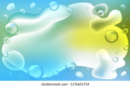 Light Blue, Green vector background with liquid shapes. Creative illustration in halftone memphis style with gradient. A completely new template for your business design.