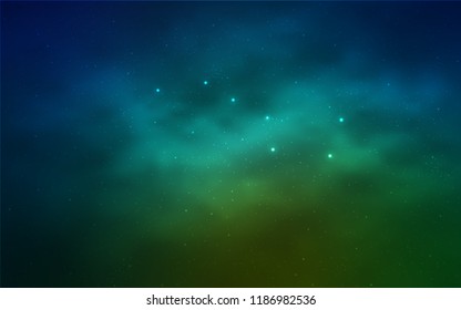 Light Blue, Green vector background with galaxy stars. Shining colored illustration with bright astronomical stars. Pattern for astrology websites.